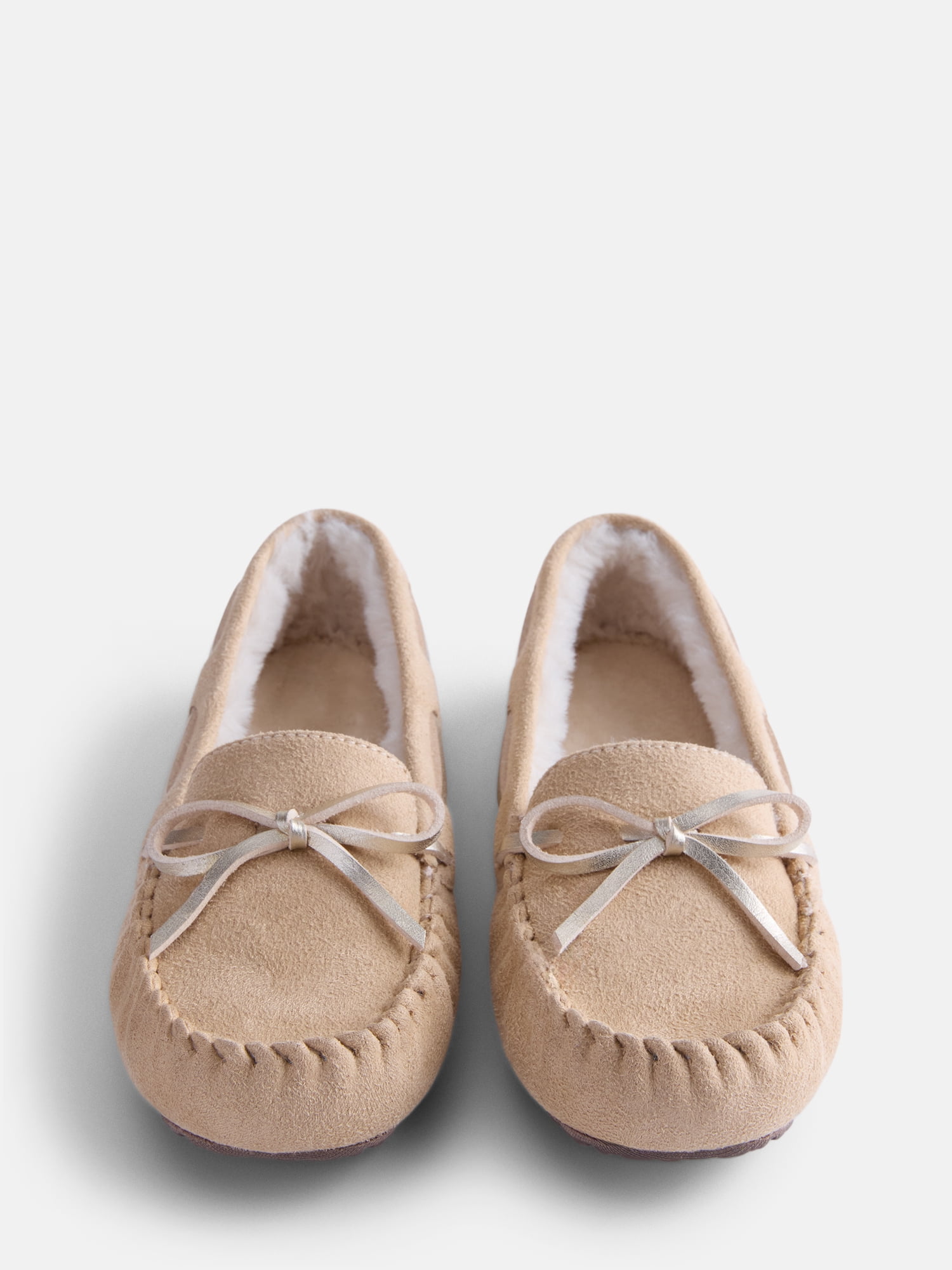 Wonder Nation Little and Big Girls Faux Fur Lined Moccasin Slippers