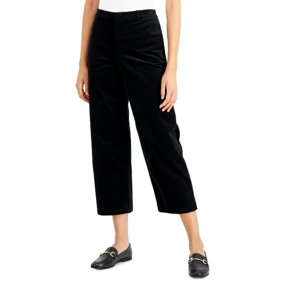 Charter Club Petite Velveteen Ankle Pants Deep Black 12P