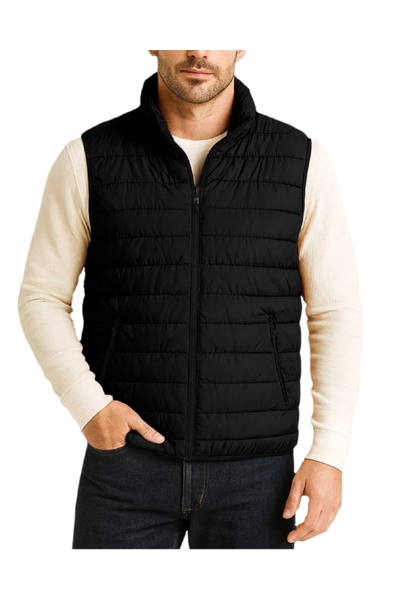 Mens Puffer Vest - Quilted Insulated Zip Up Winter Vest for Men with Zip Pockets