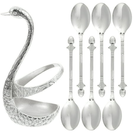 

NUOLUX 1 Set of Practical Spoon Holder with 6pcs Scoops Eating Spoons for Home