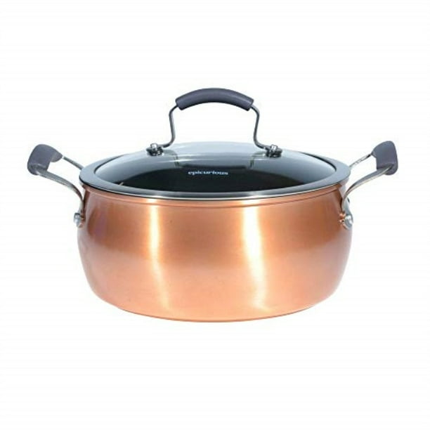 Epicurious Cookware Collection Dishwasher Safe Oven Safe, Nonstick Aluminum 5 Quart Copper