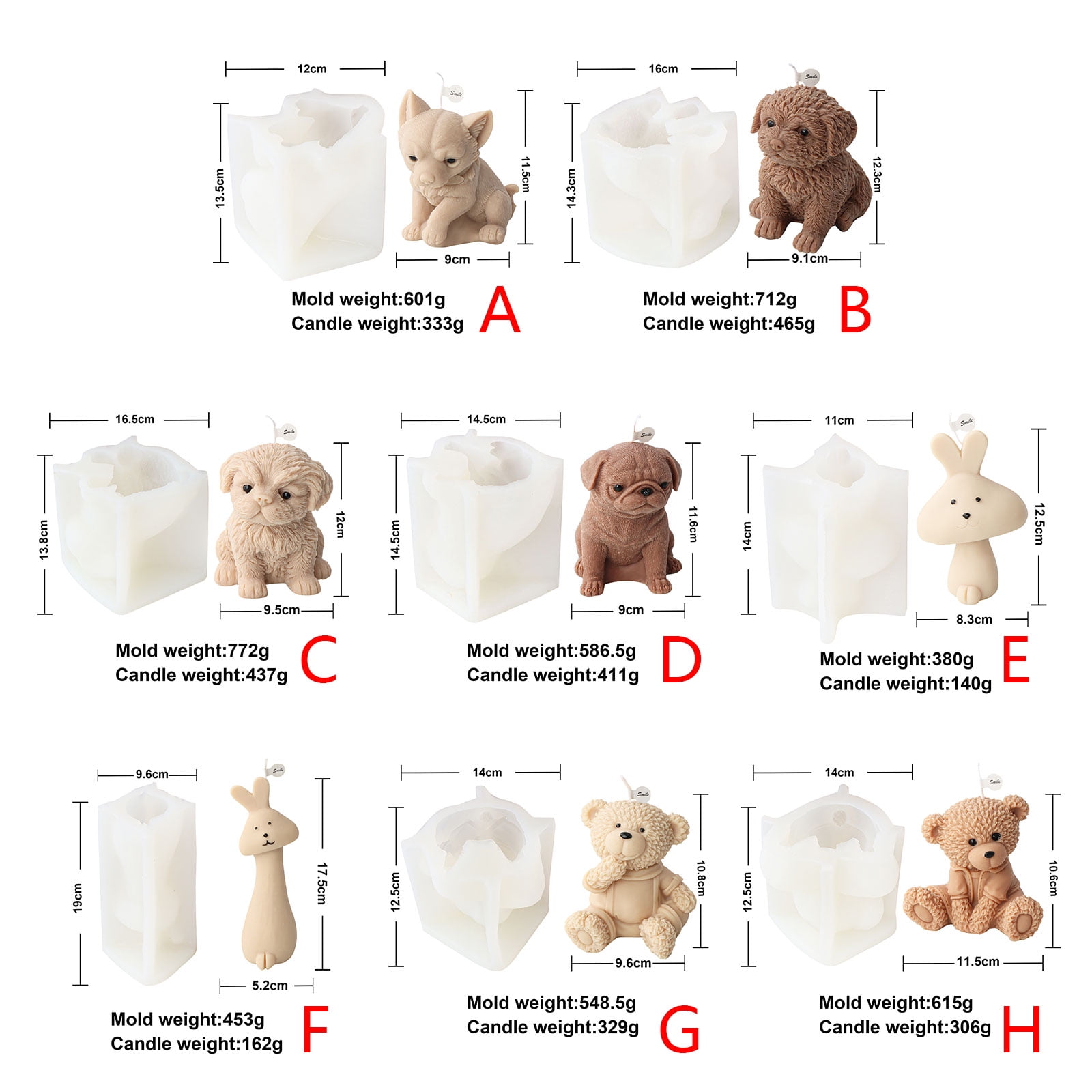 Dog Bear Shaped Silicone Mold for Making Soap Plaster Ornemant Resin Craft Resin Casting Molds