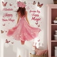 thumbnail image 2 of Adhesivo de pared de PVC con vestido rosa para niña con mariposas, 70 x 73 cm, 2 of 4