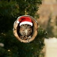 thumbnail image 4 of Beautynvta Forest Animal Christmas Ornaments, 3.15'' Cute Christmas Owl in Tree Hole Ornaments for Christmas Tree, Personalized Acrylic Hanging Ornament, Gifts for Animals Lovers, 4 of 5