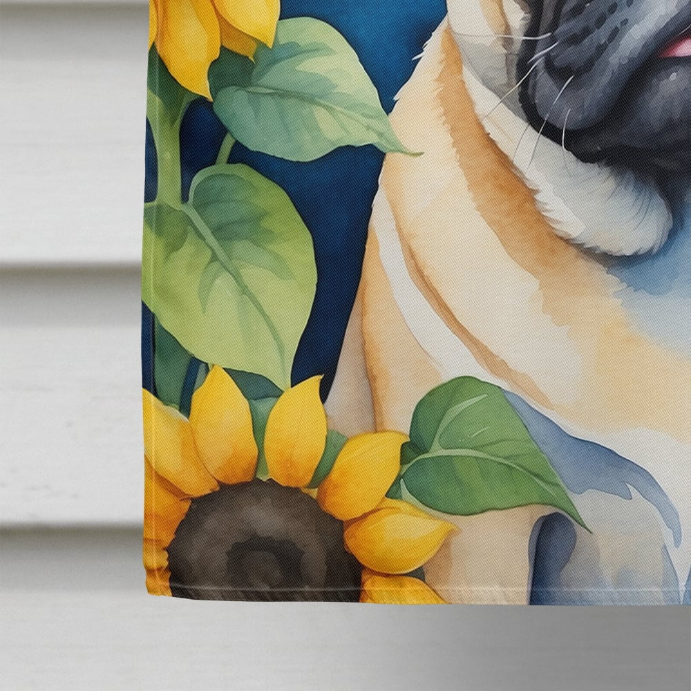 Caroline's Treasures DAC6145CHF Pug in Sunflowers House Flag Large Porch Sleeve Pole Decorative Outside Yard Banner Artwork Wall Hanging, Polyester, House Size, Multicolor