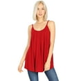 thumbnail image 1 of ShezPretty Women's Solid Sleeveless Pleated Cami Adjustable Straps Tank Tops (Medium, DARK RED), 1 of 2