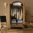 thumbnail image 6 of Oubayajia Arched Armoire Wardrobe Closet with Fluted Doors, Wooden Wardrobe Closet with Drawers, Shelves and Hanging Rod for Bedroom, 6 of 9