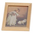 thumbnail image 2 of Casa de muñecas Mini Marco de madera pintado Vhermosa niña y gato Marco de fotos en miniatura 1/12, 2 of 8