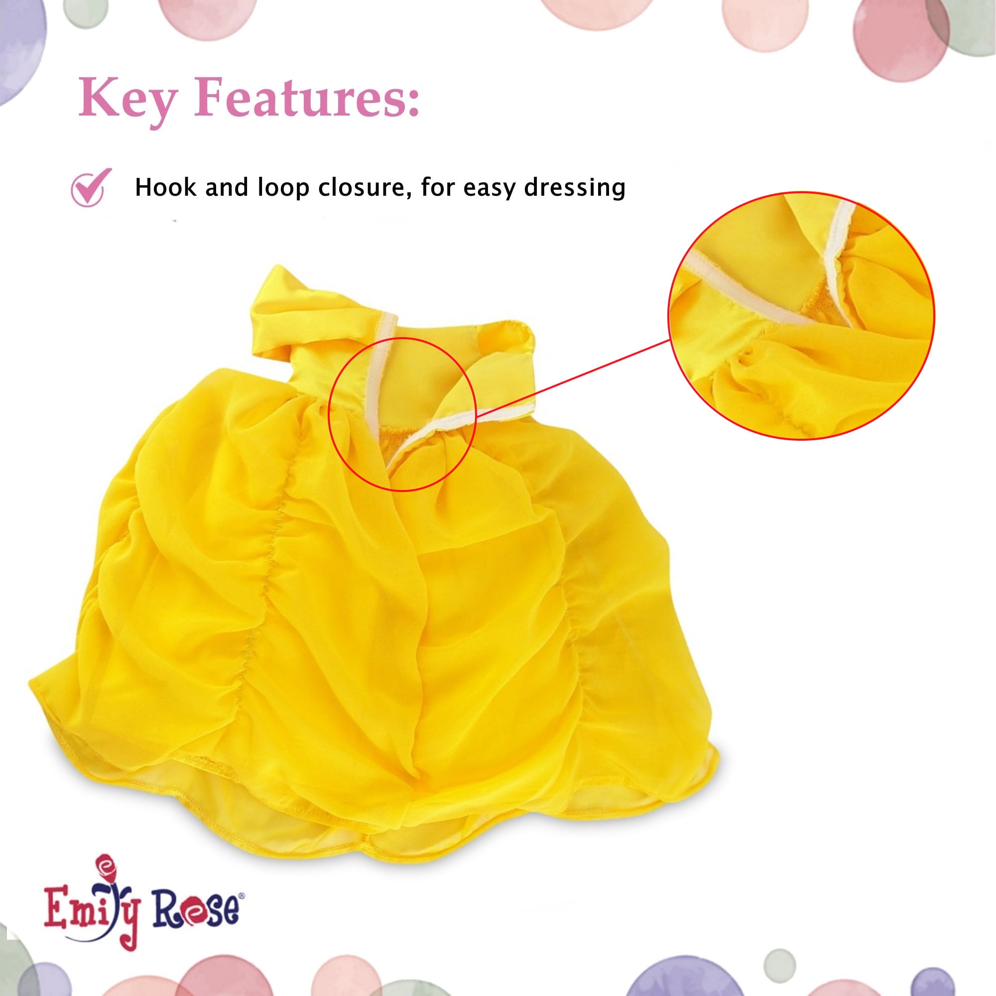 Emily Rose 18 Inch Doll 3 Piece Princess Belle Inspired Doll Clothes and Accessories Set | Compatible with American Girl and Similar Dolls