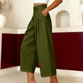 thumbnail image 2 of GigrtiJin Pleated Capris Pants for Womens Cotton Linen High Waisted Capris Loose Casual Straight Leg Capris Pants with Pockets, 2 of 8