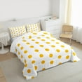 thumbnail image 3 of Manfei Romantic French Dots Full Size Comforter Sets,Geometric Circles Bedding Comforter Set,Girly Yellow White Bedding Sets,Microfiber Bedroom Decor Reversible,3 Pieces, 3 of 8