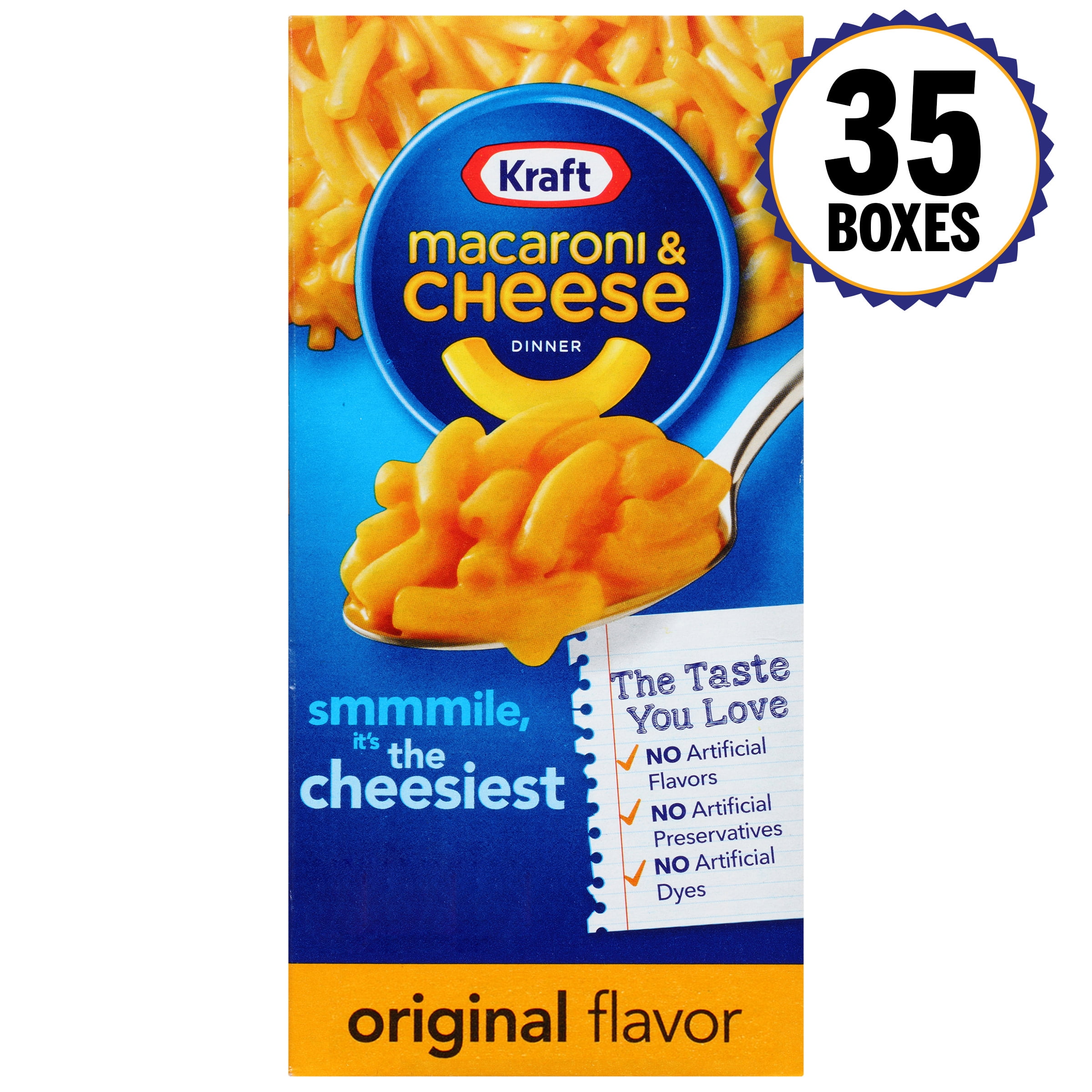 Kraft Original Flavor Macaroni and Cheese Dinner (7.25 oz Boxes, Pack of 35)