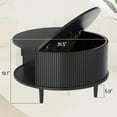 thumbnail image 2 of Round Coffee Table with Storage, Mid Century Modern Coffee Table, Fluted Dining Table with Sliding Door, Circle Coffee Table for Living Room Home Office, 31.5", Black, 2 of 14