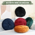 thumbnail image 4 of Round Throw Pillow 14.9inch Soft Round Floor Pillow Handmade Pleats Round Pillow Cushion for Couch Velvet Decorative Throw Pillow for Sofa Bed Living Room, 4 of 8
