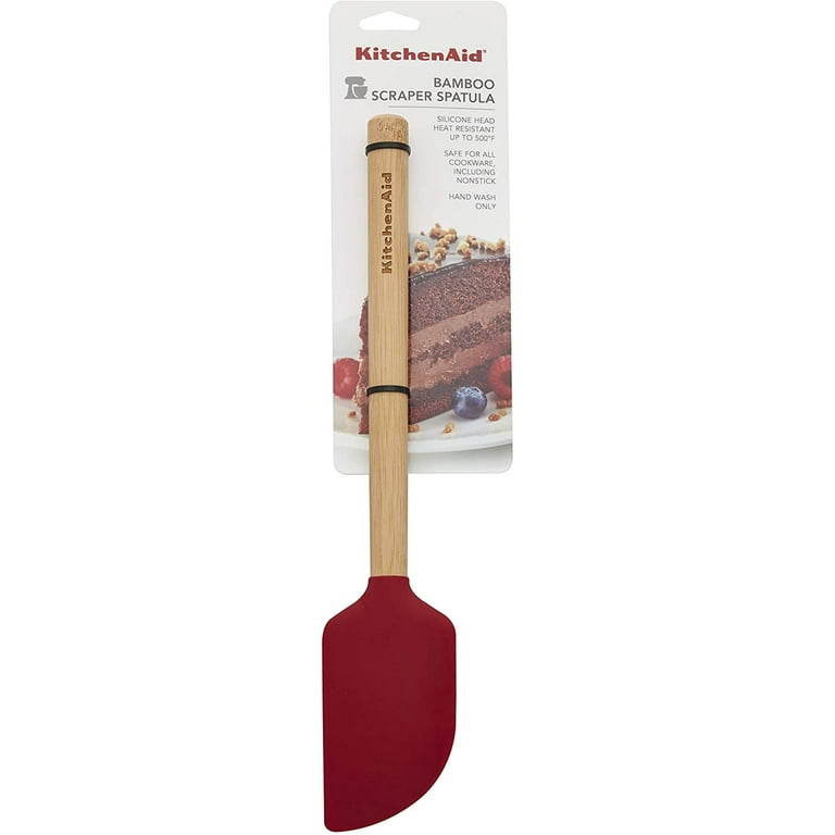 KitchenAid Bamboo Handle with Red Scraper Spatula Top, Size: Fork