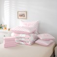 thumbnail image 6 of Manfei Sweet Letter T 7-Piece King Bedding,Cute Checkerboard Bow King Bed in a Bag,Pink,Pink Reversible, 6 of 7