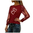 thumbnail image 7 of Dgankt Long Sleeve Shirts for Women Valentines Day's Shirt Round Neck Sheer Mesh Print Womens Tops,Sizes S-2XL, 7 of 7