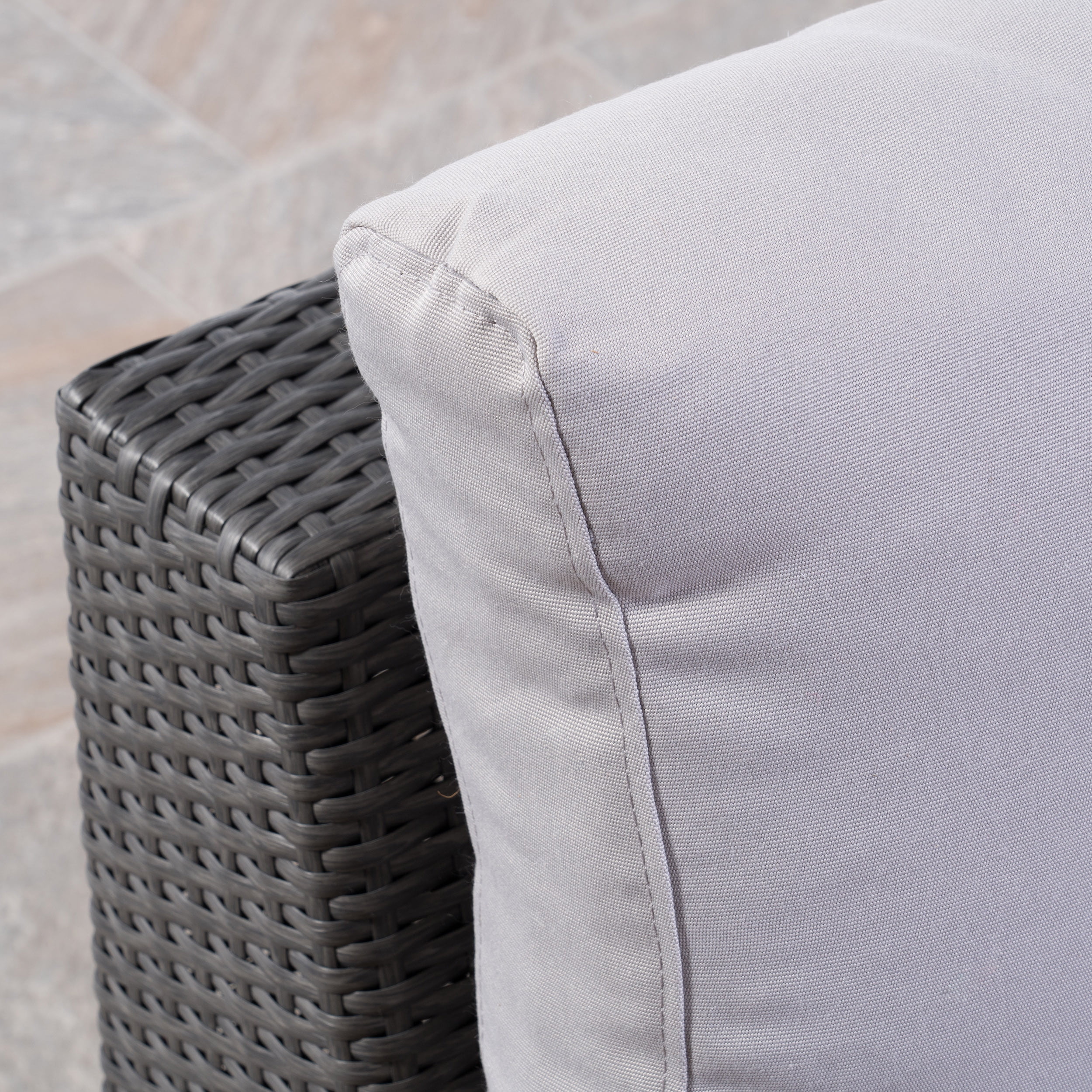 Outdoor 7 Seater Wicker Sectional Sofa Set with Cushions, Grey,Silver