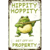 Vintage Hippity Hoppity Get Off My Property Metal Signs Funny Frog Tin Sign Aluminum Sign Wall Decor for Home Romm 8×12 Inch
