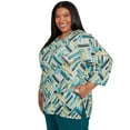 thumbnail image 3 of Alfred Dunner Womens Plus-Size Detailed V Neck Brushstroke Top, 3 of 4