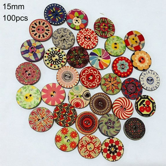 100Pcs Painted Gear Wooden Buttons for Handwork Sewing Scrapbook Clothing Crafts Accessories Gift Card 15-25mm;100Pcs Painted Wooden Buttons for Handwork Sewing Scrapbook Clothing Crafts