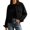 Black, variant on Womens Cropped Corduroy Shackets Collared Button Down Jackets Long Sleeve Outwear with Pockets for Work Hiking