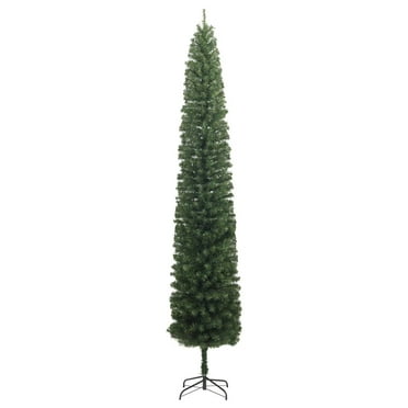 Gymax 8Ft PVC Artificial Pencil Christmas Tree Green Slim w/ Stand Home ...