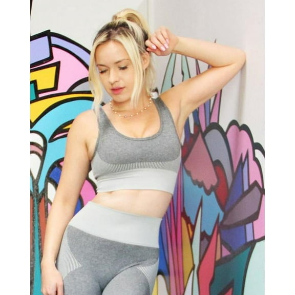 ISALDA SEAMLESS SPORTS BRA - GREY - LARGE