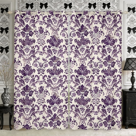 Manfei Hippie Damask Blackout Curtains,Exotic Style Window Curtains Pack of 2 (38x45 Each)