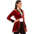 thumbnail image 3 of IEFIEL Womens Halloween Showman Costume Tailcoat Circus Ringmaster Velvet Tuxedo Jacket A Red S, 3 of 7