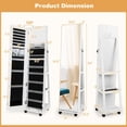 thumbnail image 3 of Gymax 64'' Jewelry Organizer Lockable Jewelry Cabinet Armoire w/ Mirror & LED Lights White, 3 of 10