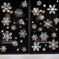 Happy Date Christmas Decoration Snowflake Window Clings Glueless PVC Wall Stickers for Windows Glasses