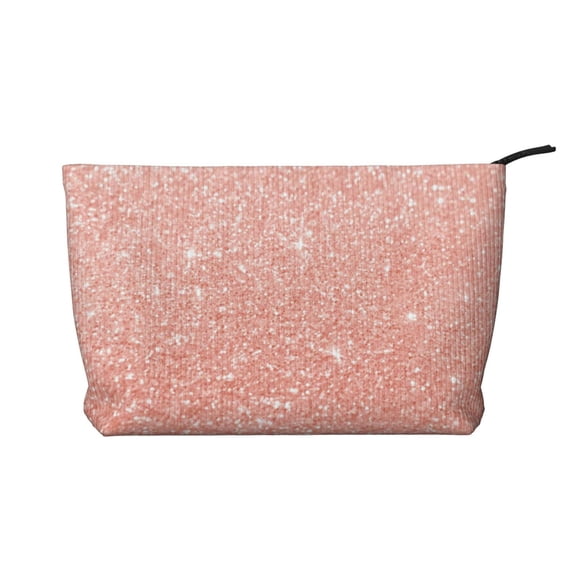 Picia Rose Gold Glitter Printed Cosmetic Bags for Women Makeup Bag Large Capacity Purse Travel Toiletry Zipper Storage Pouch Make up Brushes Organizer for Gifts