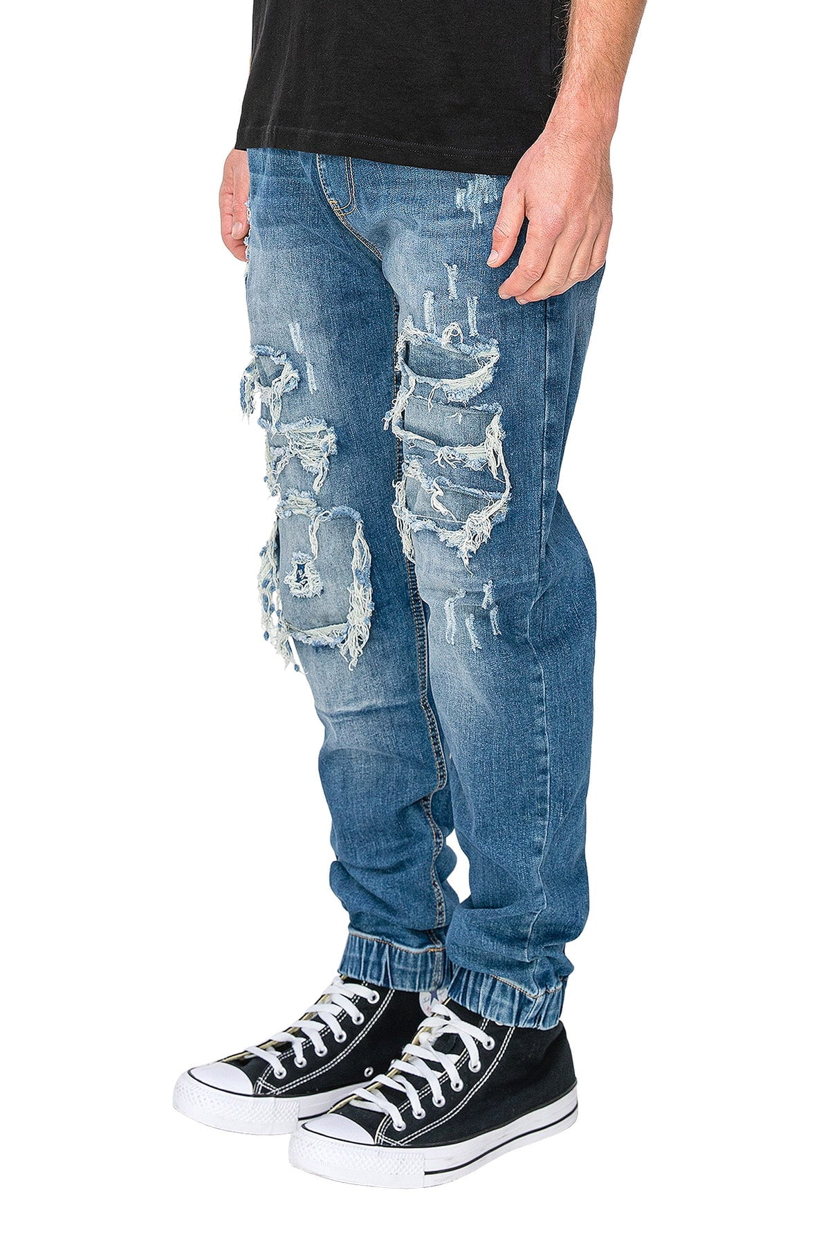 じょーじ Victorious Men's Slim Fit Biker Denim Jogger Jeans JG873