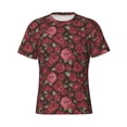 thumbnail image 4 of Vsdgher Rose Flowers Print Men's Dry Fit Mesh Athletic Shirts Moisture Wicking Tennis T-Shirt Tops, 4 of 9
