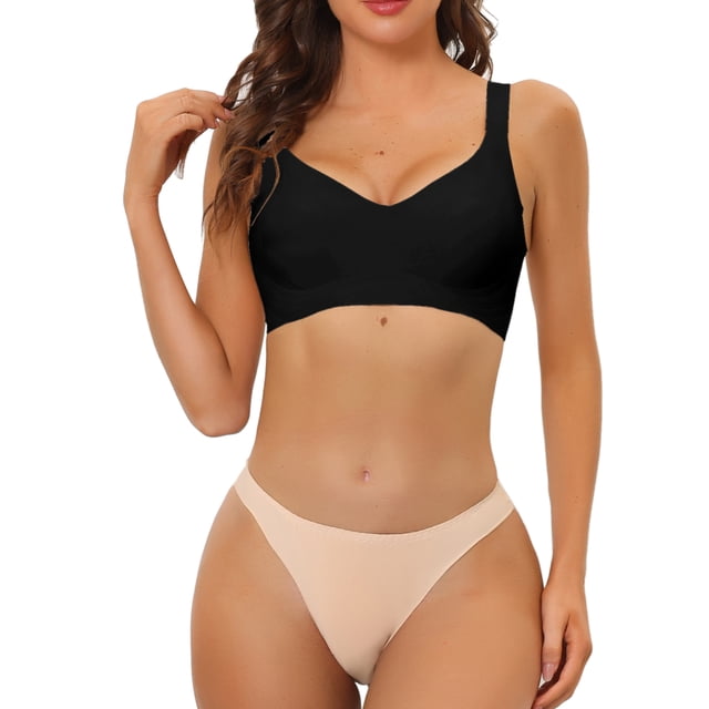 SOSTENEDOR INSPIRADOR CHIC para Mujeres, Sin Aros, Sin Costuras, Con Comodidad, Tiras Ajustables, Reducción de Silueta, Sostenedor Inalámbrico, Talla Mediana, Negro
