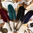 thumbnail image 4 of Feather Pen and Ink Set, Glittering Quill Pen Set Antique Calligraphy Dip Pen with Ink, 2, 4 of 4