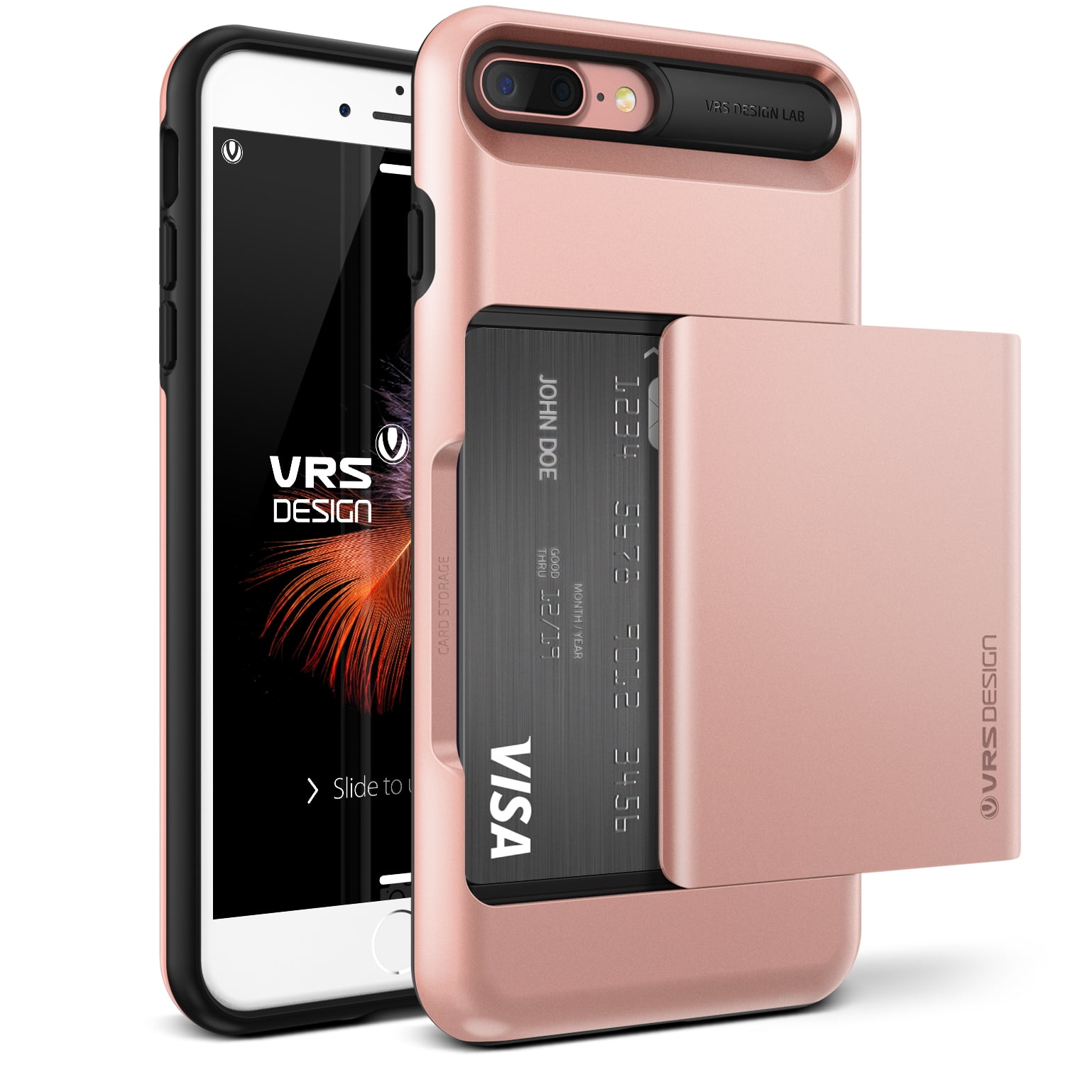 iPhone 8 Plus Case, iPhone 7 Plus Case, VRS Design [Damda Glide] Card Slot Hybrid Wallet TPU ...