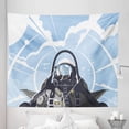 thumbnail image 1 of Airplane Cockpit Tapestry, Modern Illustration Flight Aeroplane Airshow Pilot Sky Clouds, Fabric Wall Hanging Decor for Bedroom Living Room Dorm, 5 Sizes, Pale Blue and Dark Grey, by Ambesonne, 1 of 1