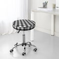thumbnail image 7 of Bingfone Black White Plaid Padded Round Bar Stool Cover Cushion with Elastic Fabric Round Chair Seat - Black White Plaid, 7 of 7