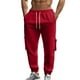 thumbnail image 4 of Pantalones largos para hombre, casuales, de moda, de color sólido, con cordón, cintura elástica y bolsillos., 4 of 9