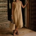 thumbnail image 2 of Alkepwun Maxi Dress Women's Sleeveless 100%Cotton Round Neck Double Layer Hem Loose Dresses with Pockets Summer Lightweight Breathable Vacation A-Line Flowy Tank Dress, 2 of 8