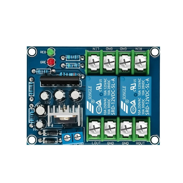 Becaristey Speaker Protection Circuit Board Power On Audio for Amplifier Relay Protector Module Loudspeaker Component Assembled