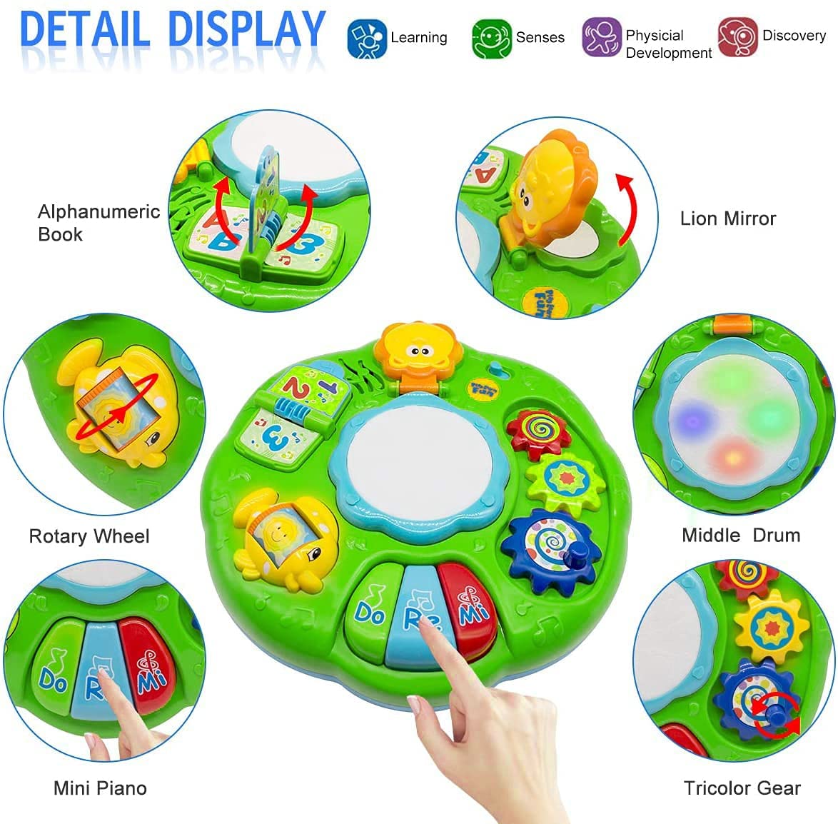 Baby Toys 6-12 Months, Baby Activity Table Center, Musical Toys for Infant Toddler 0 3 6 9 12 18 Months, Boy Girl Toys for 1 2 3 Year Old