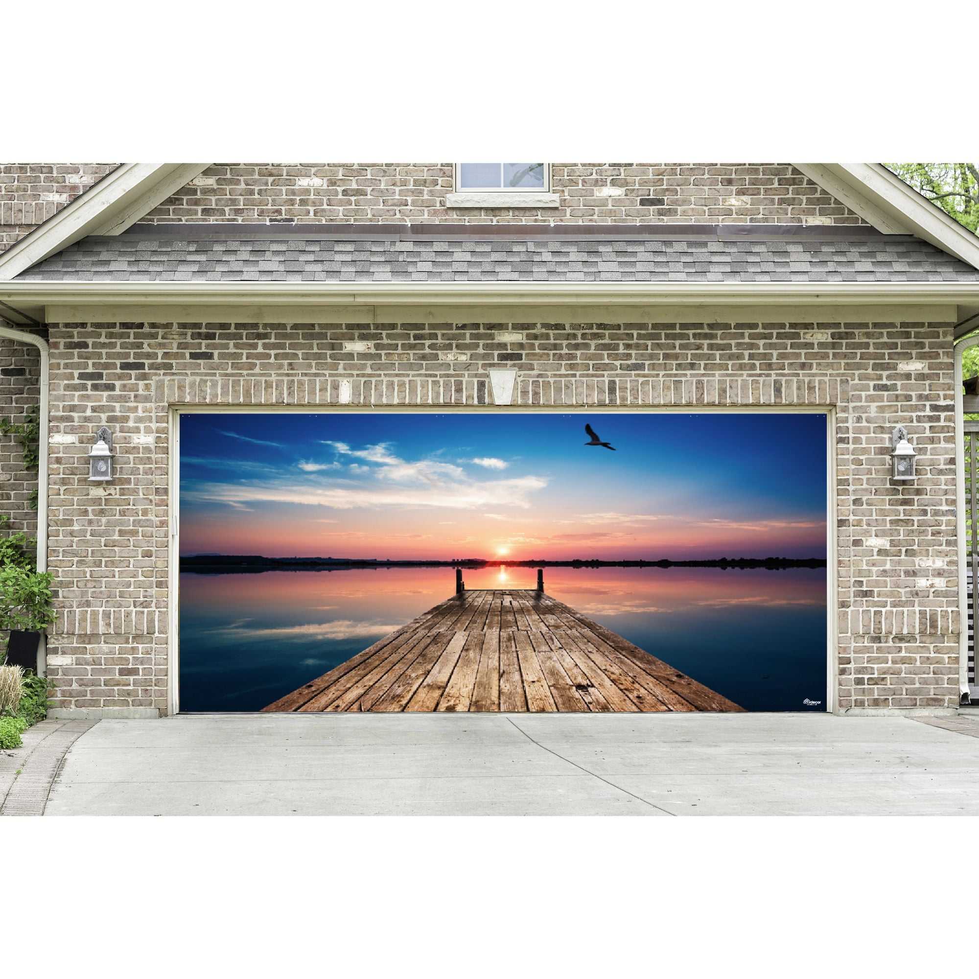 7' x 16' Blue and Brown Nature Double Car Garage Door Banner