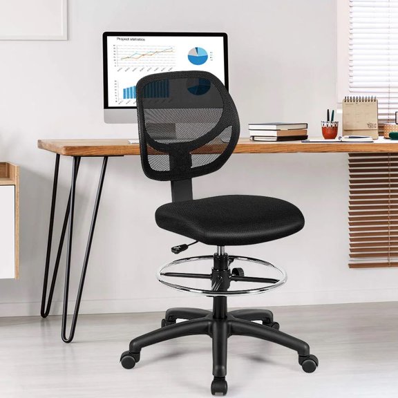 1PC Adjustable Height Mid Back Mesh Drafting Office Chair