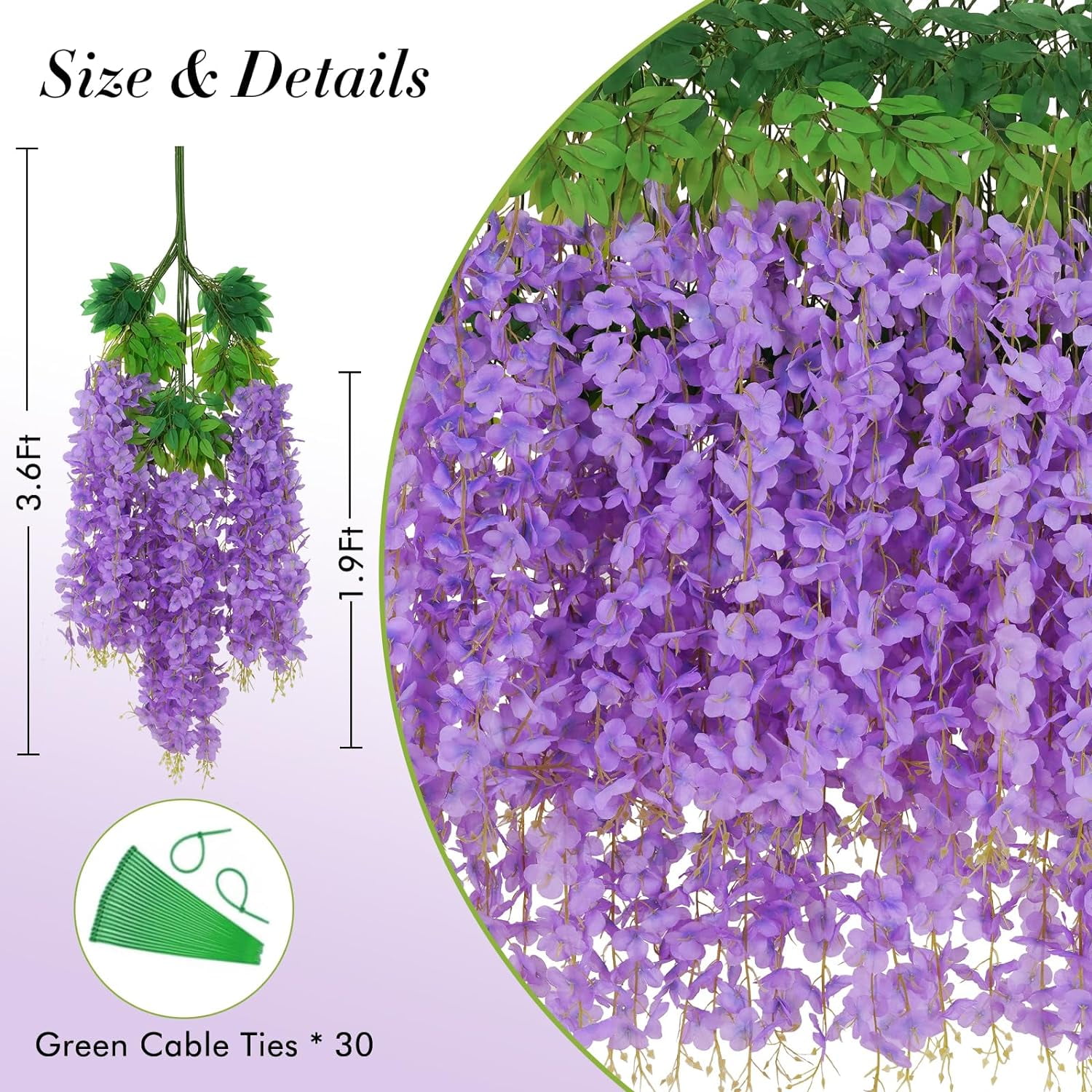Wisteria Hanging Flowers, 3.6 Feet/Pcs Pink Wisteria Artificial Flowers, Fake Wisteria Flowers Garland, Hanging Wisteria Vines for Bedroom Wedding Home Party Wall Decoration