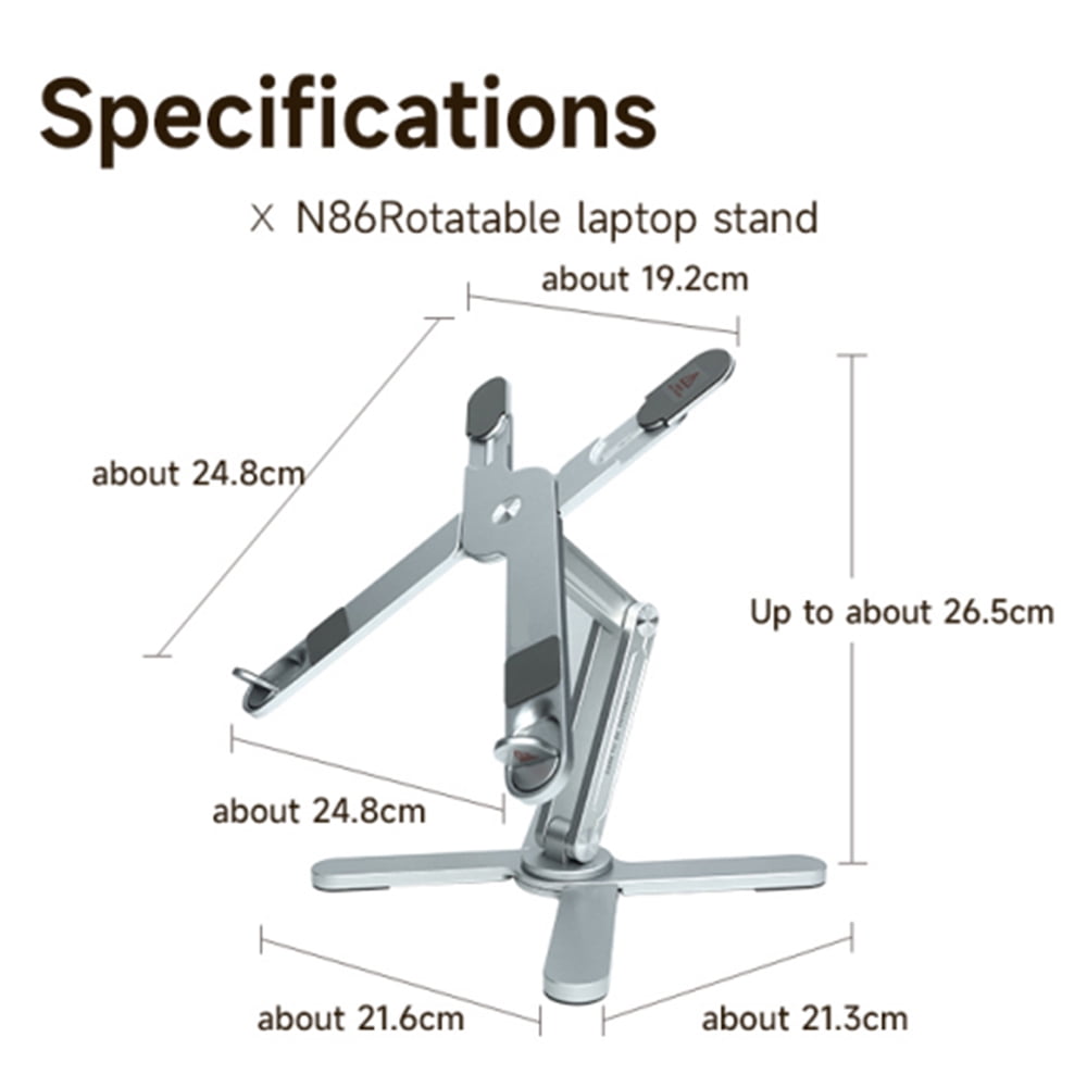 Laptop Stand with 360 Rotating Metal Foldable Holder for 16'' Computer Notebook X-Shaped Ergonomic Portable Adjustable Desk Laptop Riser