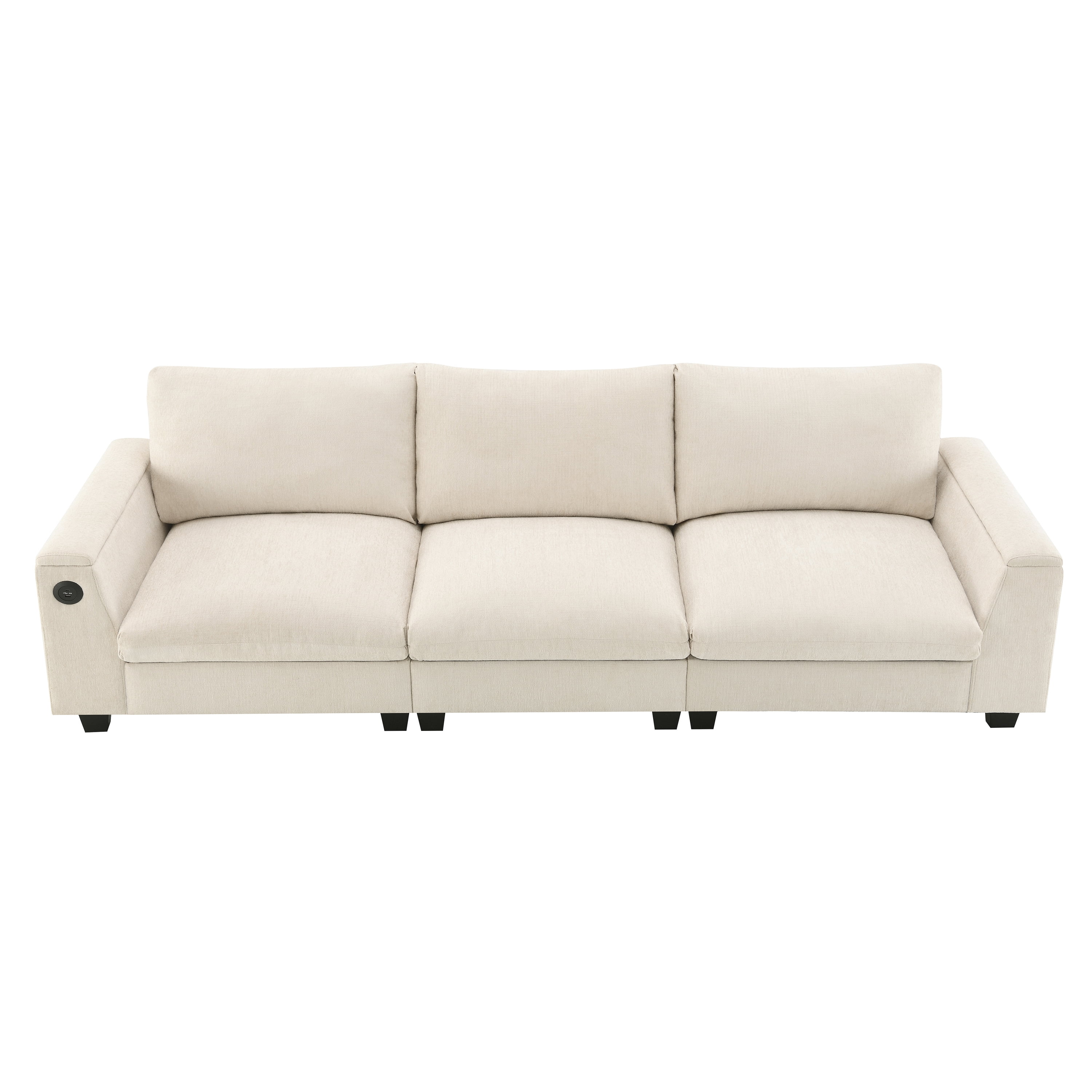 MAYEERTY 96x35" Chenille Sectional Sofa - Bluetooth Speaker, Drop Down Table/Cup Holders/USB/Storage, Wide Seat for Living Room/Apartment/Office, 3 Colors