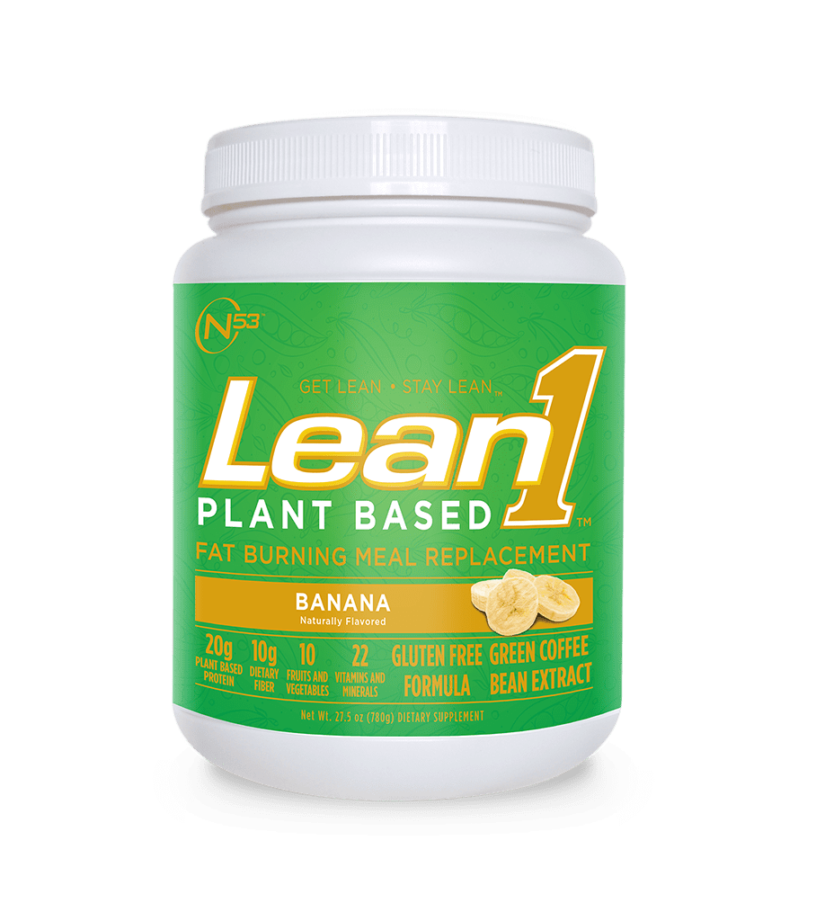 Lean1 Plant Based Fat Burning Meal Replacement Protein Shake, Banana flavor, 15 Serving tub